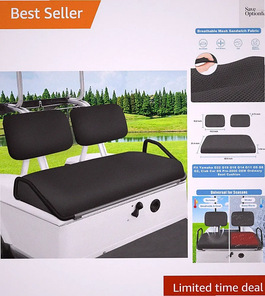 Golf Cart Seat Covers Set for Yamaha G22 G19 G16 G14 G11 G9 G8 G2, Club Car D...