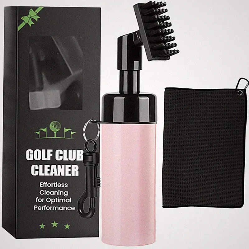 Golf Clean Kit, Retractable Brush and Microfiber Towel 16"x16" with Clip Hook
