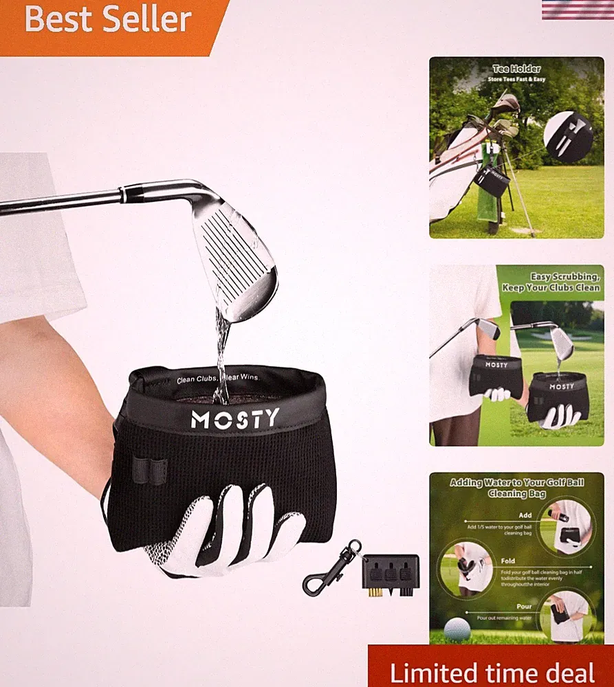 Golf Club & Ball Cleaner Bag,Durable Golf Club Cleaning Kit and Ball Washer P...