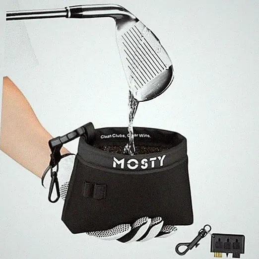 Golf Club & Ball Cleaner Bag,Durable Golf Club Cleaning Kit Black（Neoprene）
