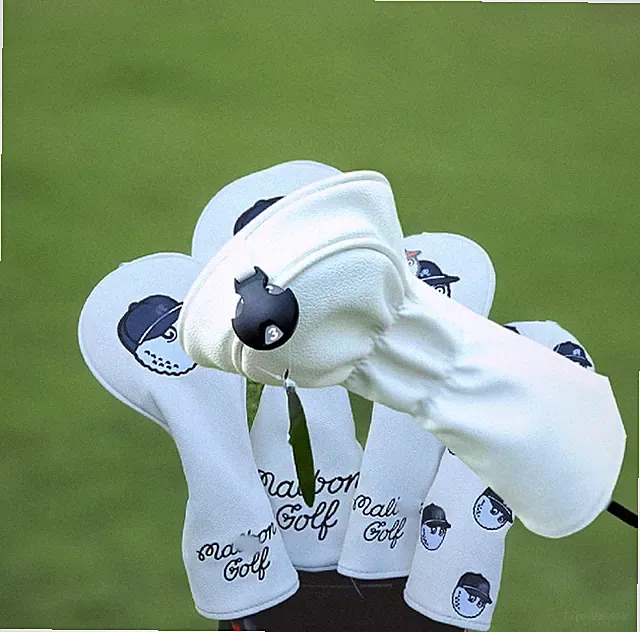 Golf Club Black and White Head Cover Woods Hybird Push Rod Magnetic 135UT