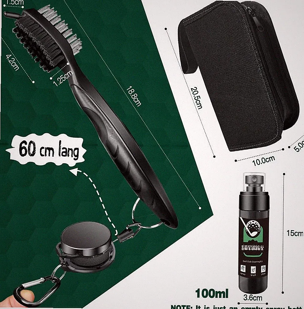 Golf Club Brush and Club Groove Cleaner with Retractable Zip-line - Premium G...