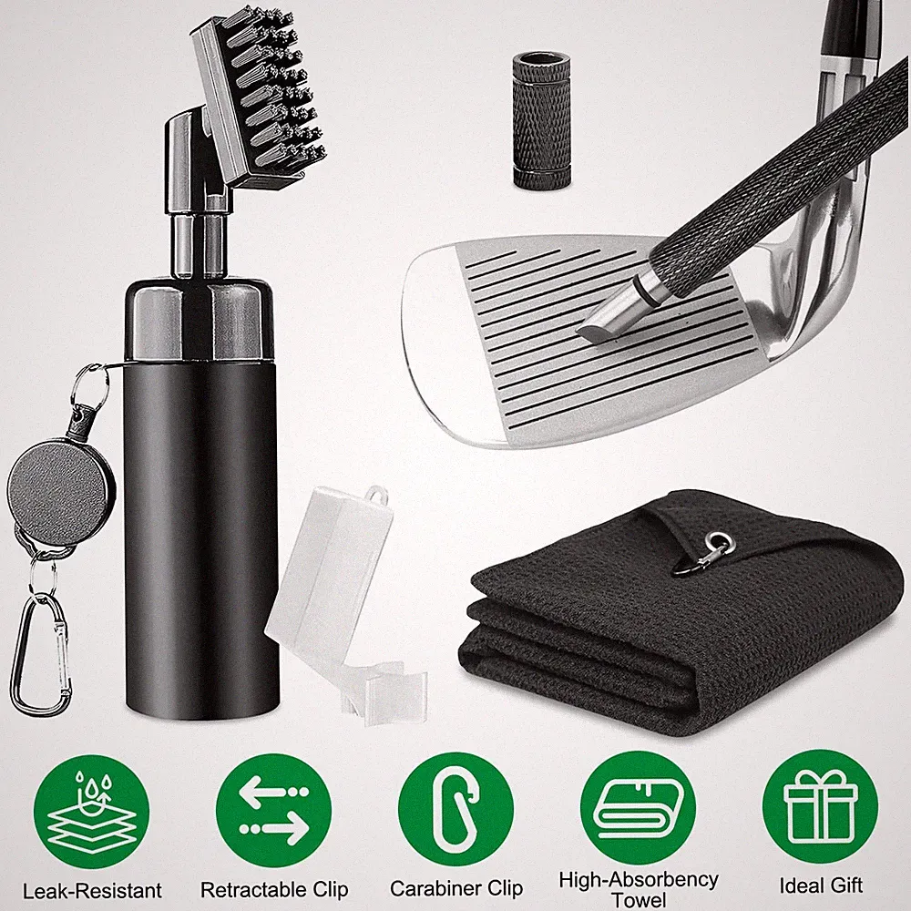 Golf Club Brush Golf Groove Sharpener Cleaning Tools Kit with Retainer Clip