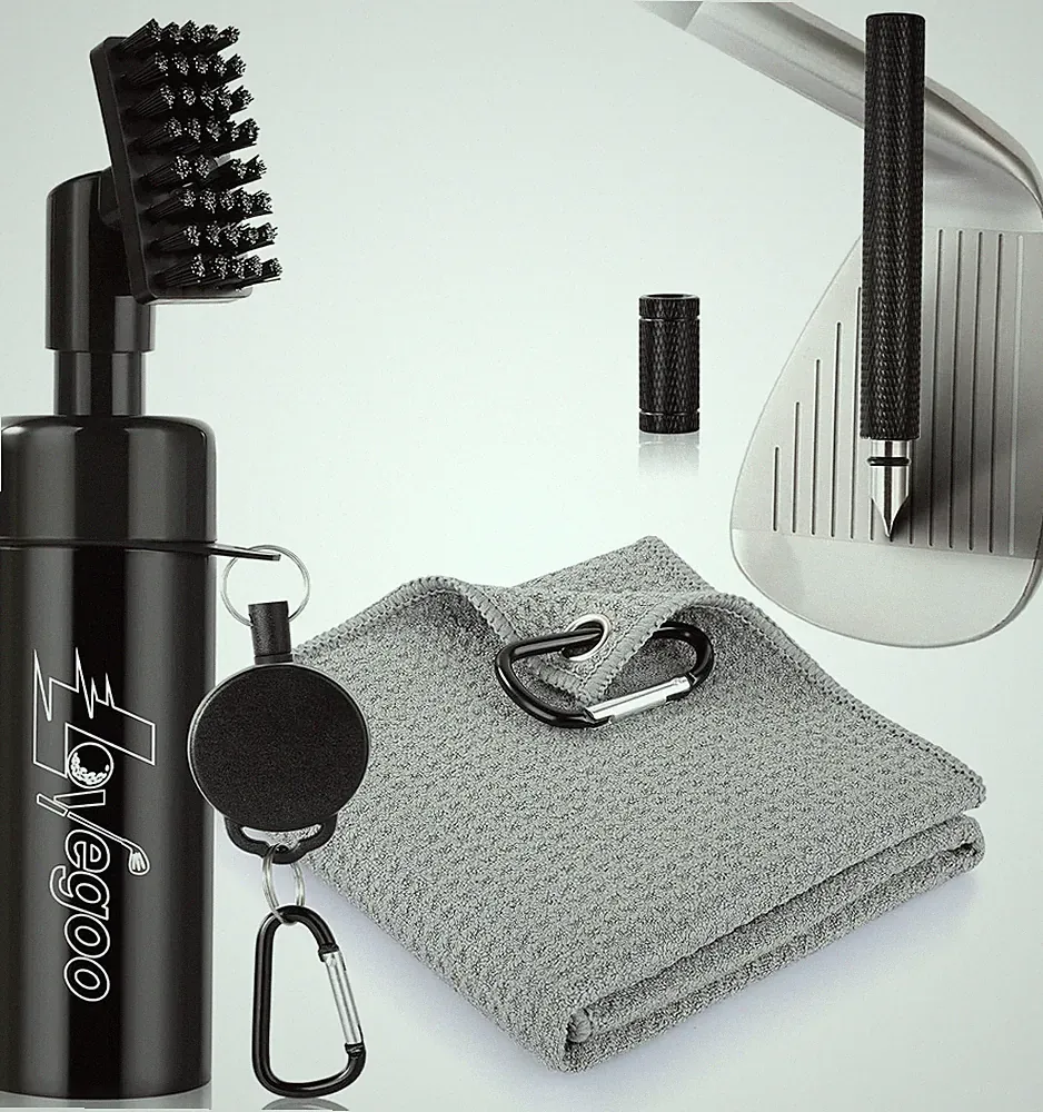 Golf Club Brush Water Groove Cleaner Golf Towel Kit 3-in-1 Tool Set