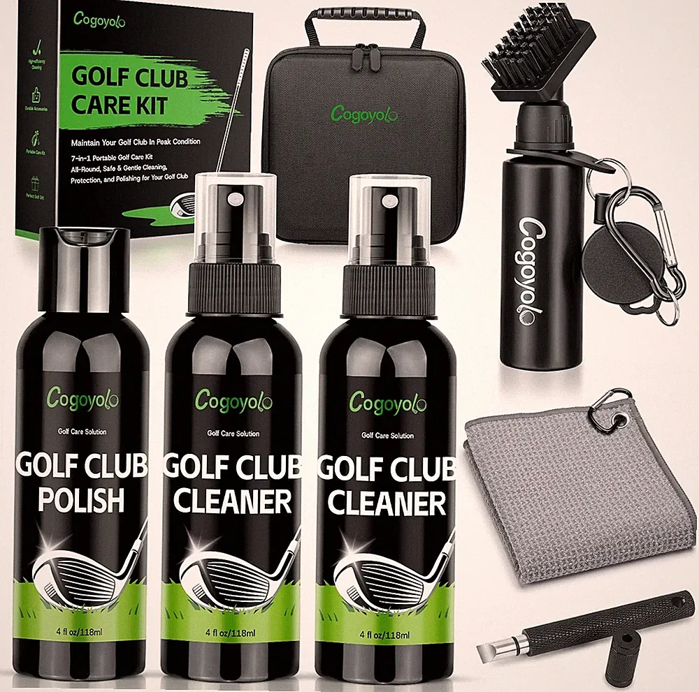 Golf Club Care Kit-Golf Club Cleaner,Polish,Grip Cleaner&Sharpener Tool