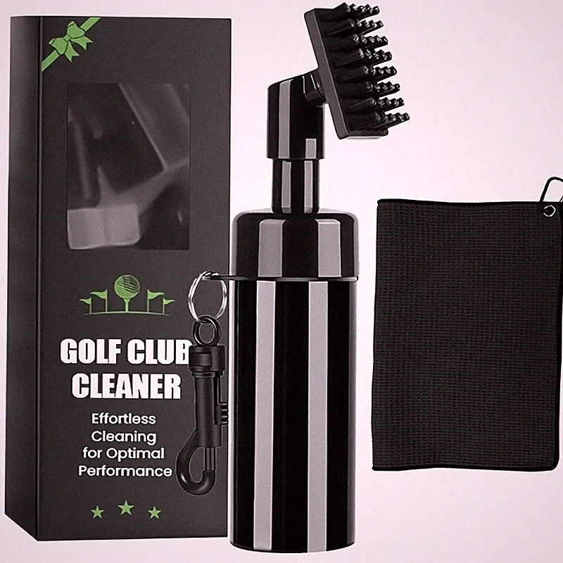 Golf Club Clean Retractable Brush and Premium Waffle Microfiber Towel 16x16 Inch