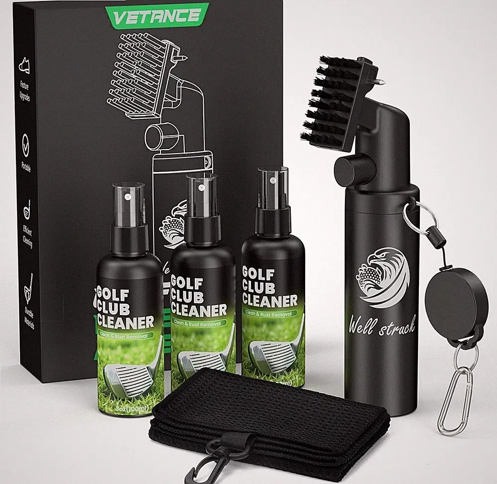 Golf Club Cleaner Brush with Leak Proof Spray Bottle Groove Cleaning Tool