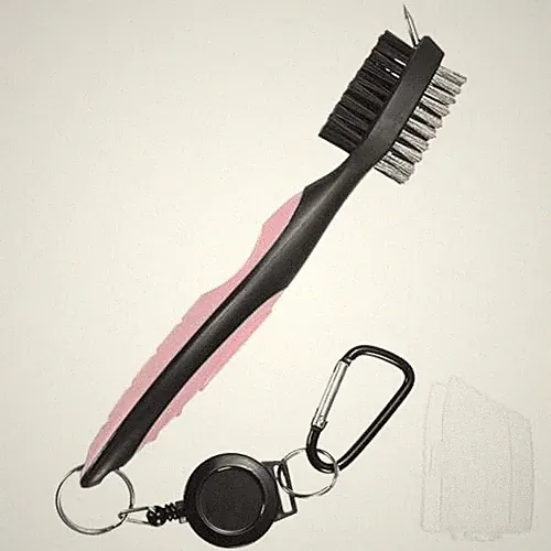 Golf Club Cleaning Brush - Club Groove Cleaner with Retractable Extension Pink