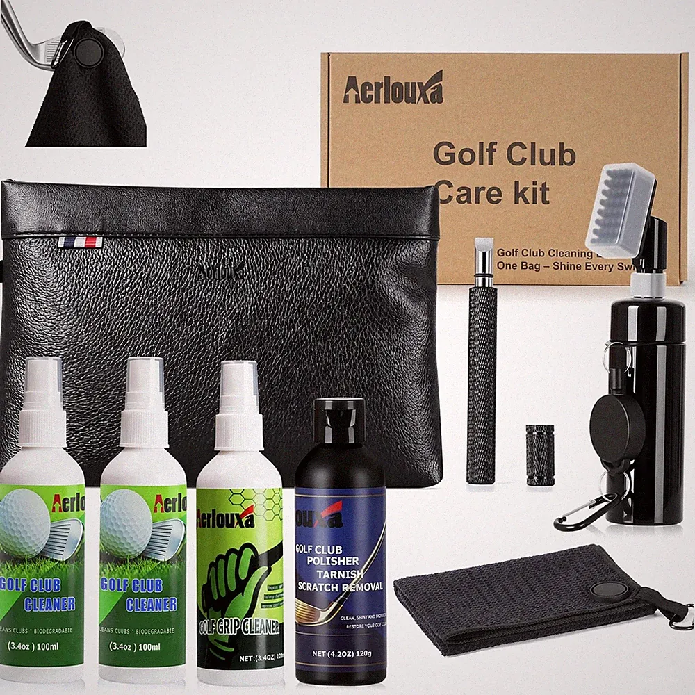 Golf Club Cleaning Kit 7-in-1 Groove Cleaner Brush Polish Portable Bag