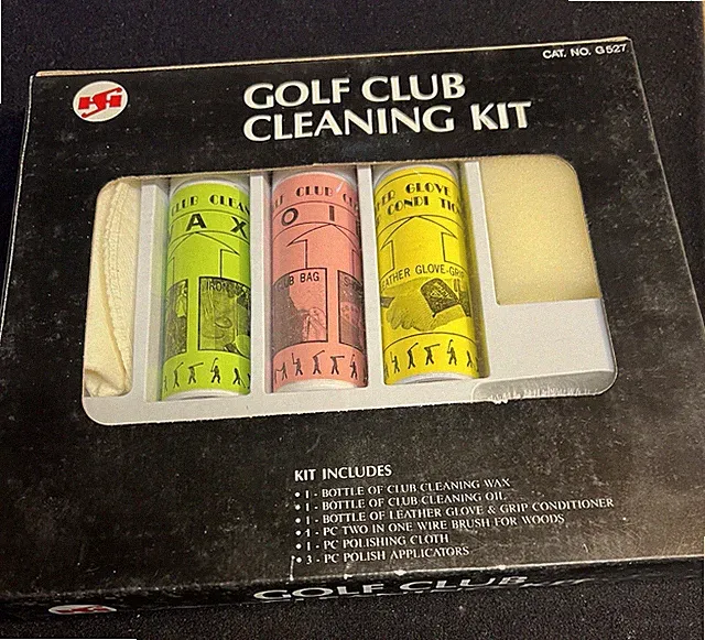 Golf Club Cleaning Kit Complete Set NEW Oil Wax Leather Cleaner Brush Rag Sponge