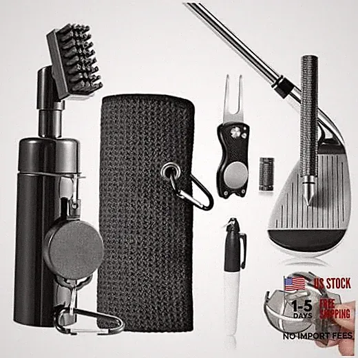 Golf Club Cleaning Kit,Golf Accessories,Golf Cleaning Kit with Golf 6 Pcs Black