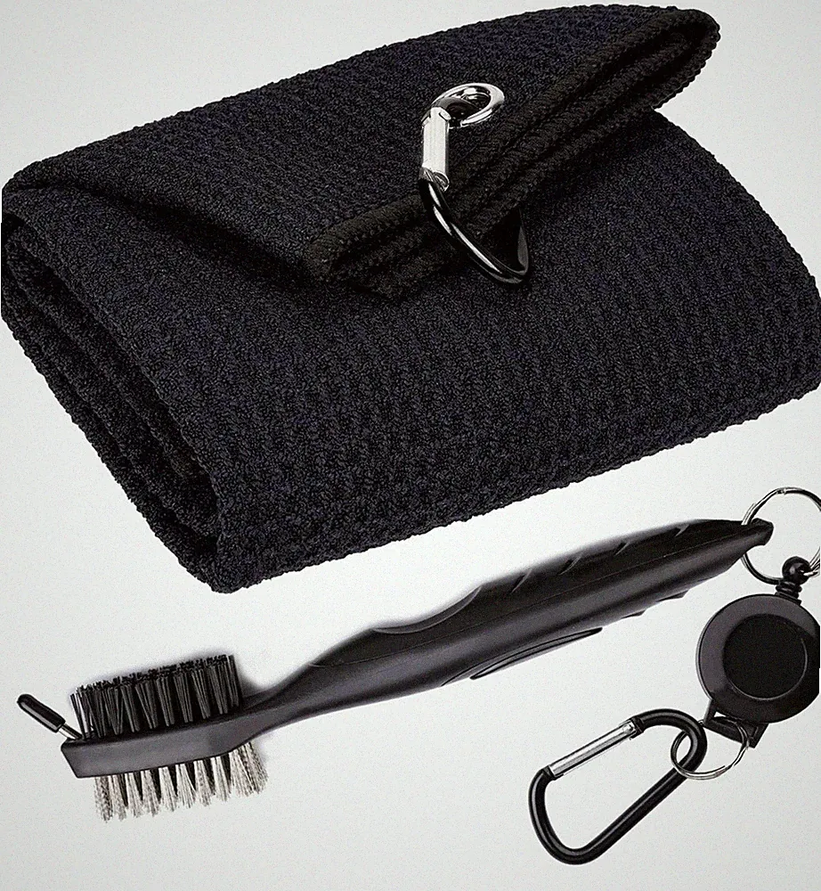 Golf Club Cleaning Kit Golf Towel, Brush And Club Cleaner Bag For Quick Cleaning