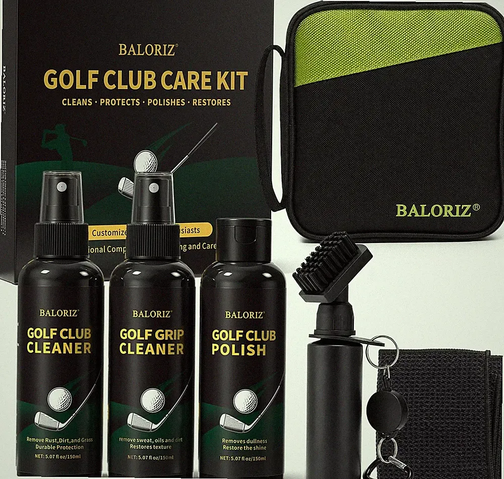 Golf Club Cleaning Kit with Golf Club Cleaner, Grip Cleaner, Club Polish, Brush