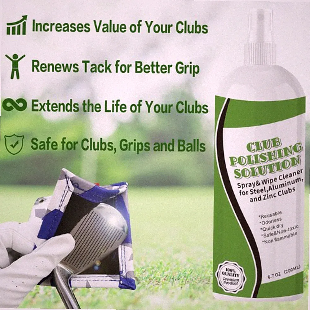 Golf Club Cleaning Kit Woods Iron Polishing Solution 6.7 oz Remove Scratches