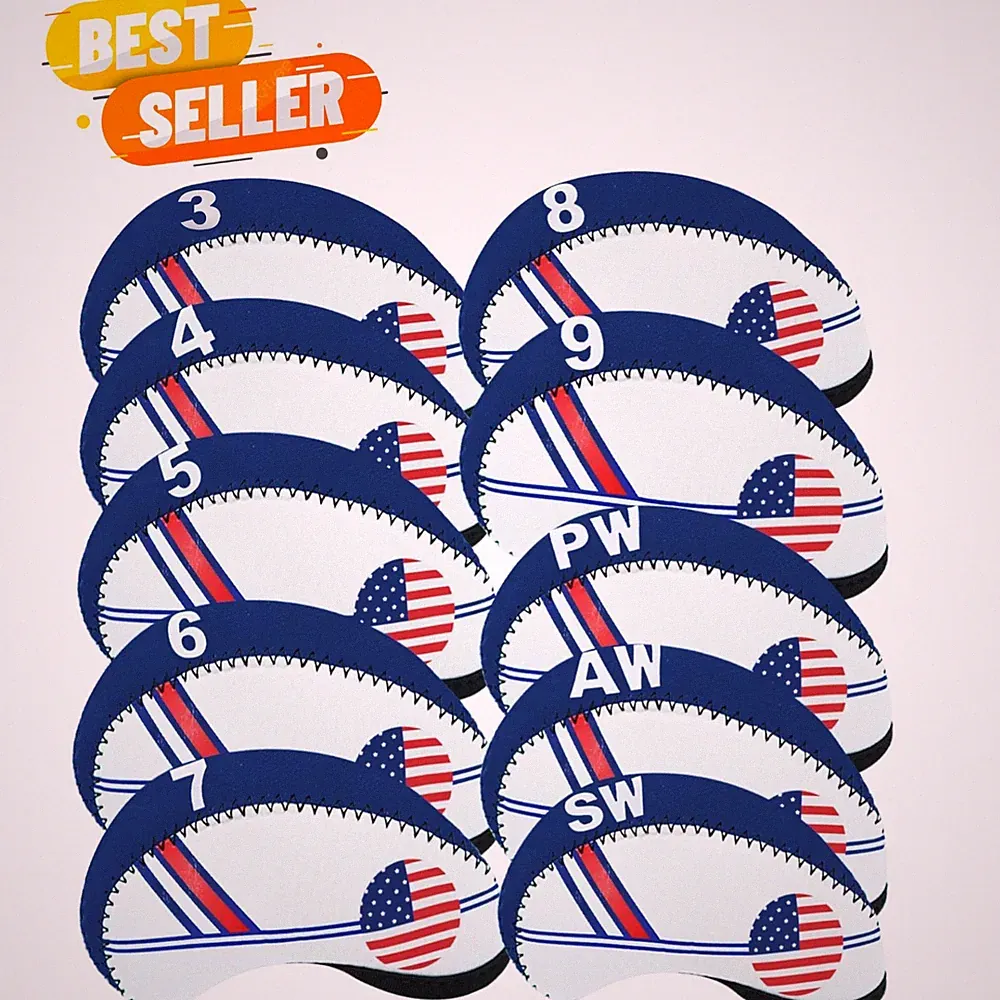 Golf Club Covers Set for Irons Neoprene Iron Head Cover Club Protector 10Pcs...