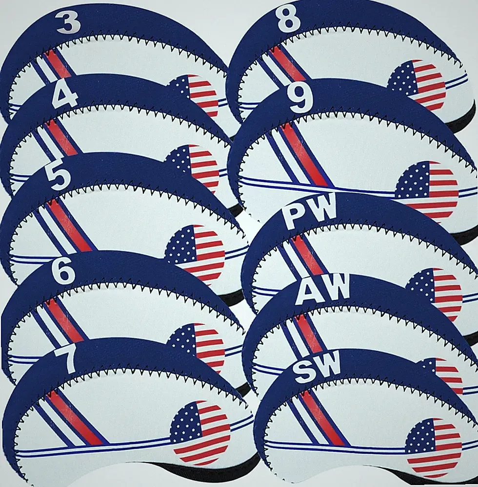 Golf Club Covers Set for Irons Neoprene Iron Head Cover Club Protector 10Pcs wit