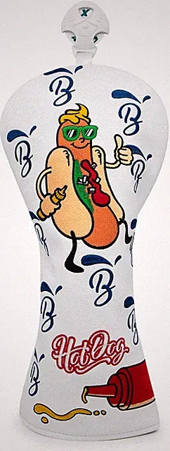 Golf Club Covers Set – Hot Dog Design Leather Headcovers for Driver, Fairway Woo