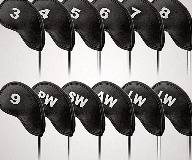 Golf Club Covers Set Neoprene Protector for Irons 12 Pack, Headcover Number