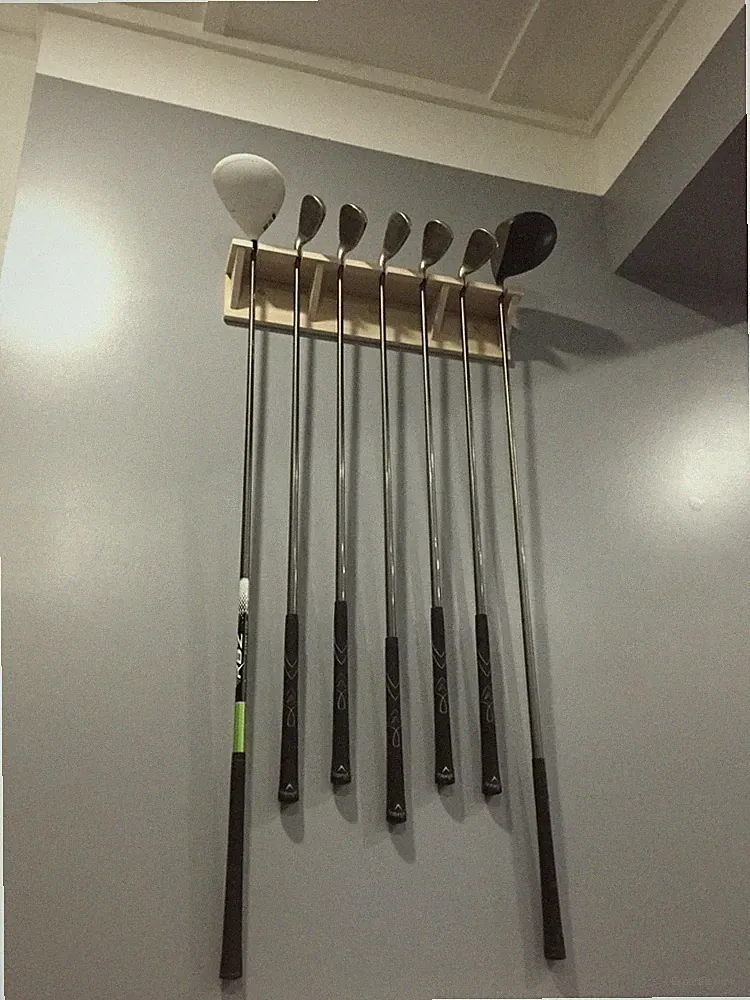 Golf Club Display Shelf Rack 7 Club Holder Hand Crafted Real Wood