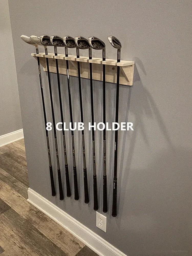 Golf Club Display Shelf Rack 8 Club Holder Hand Crafted Real Wood