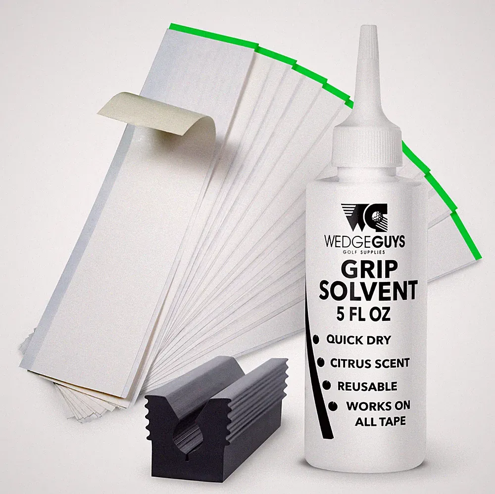 Golf Club GRIP KIT 15 (2"x10") Grip Tape Strips-Solvent-Vise Clamp- Instructions