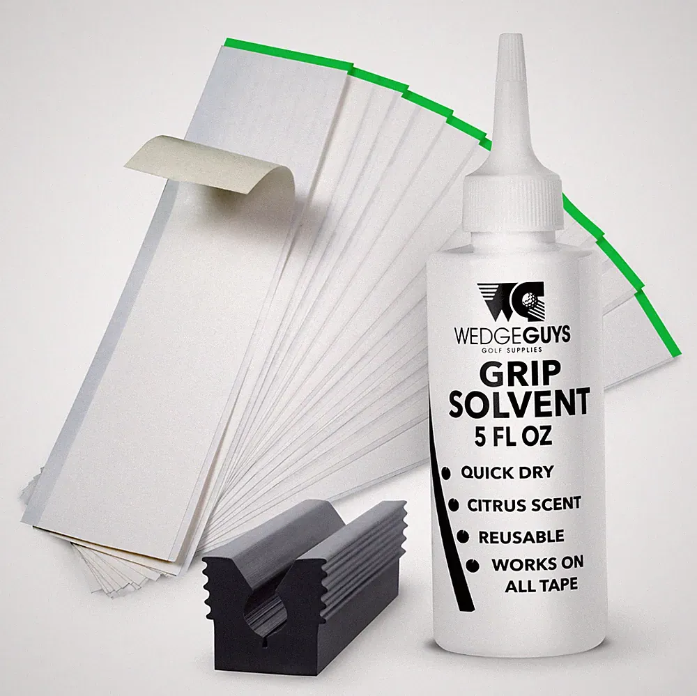 Golf Club GRIP KIT 8 Tape Strips, Solvent, Vise Clamp, Regrip 8 Golf Clubs