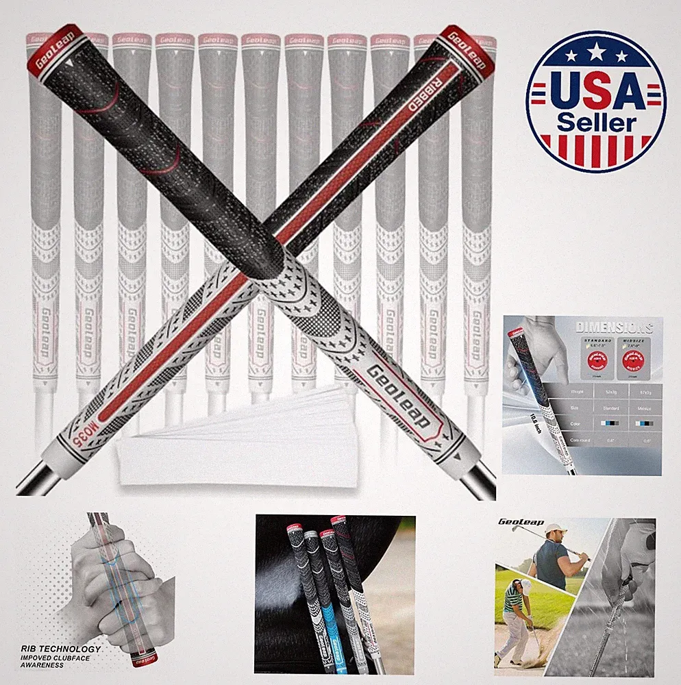 Golf Club Grips Set of 13 Standard Midsize 0.600 Core with 15 Tapes Re-Grip Kit