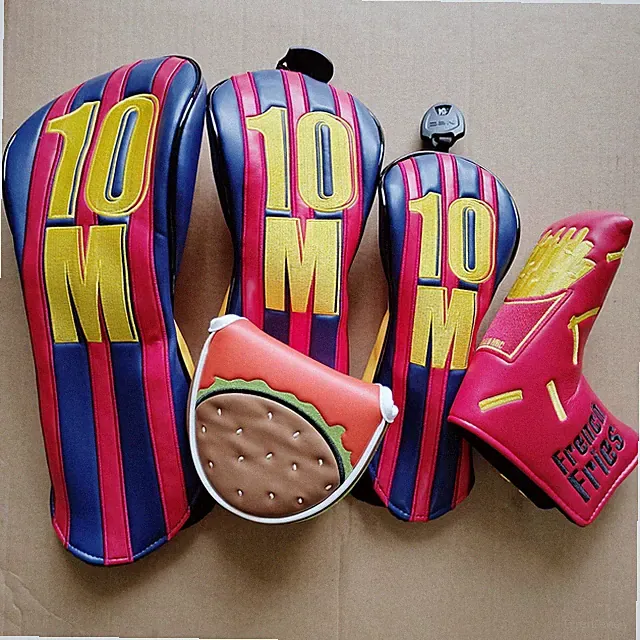 Golf club head cover, funny French fries burger protection set, push rod cover