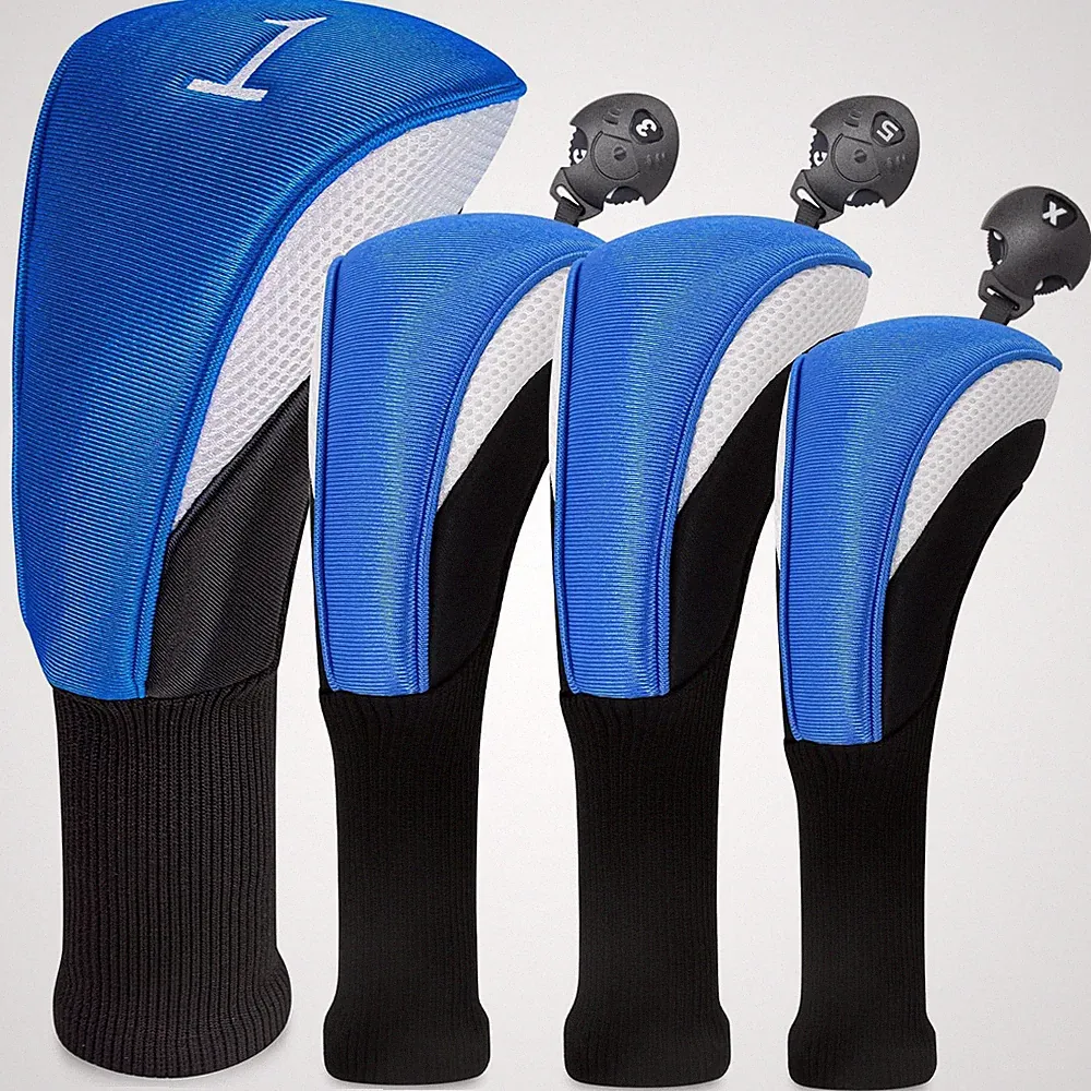 Golf Club Head Covers for Fairway Woods Driver Hybrids 4 Pieces Long Neck Mes...