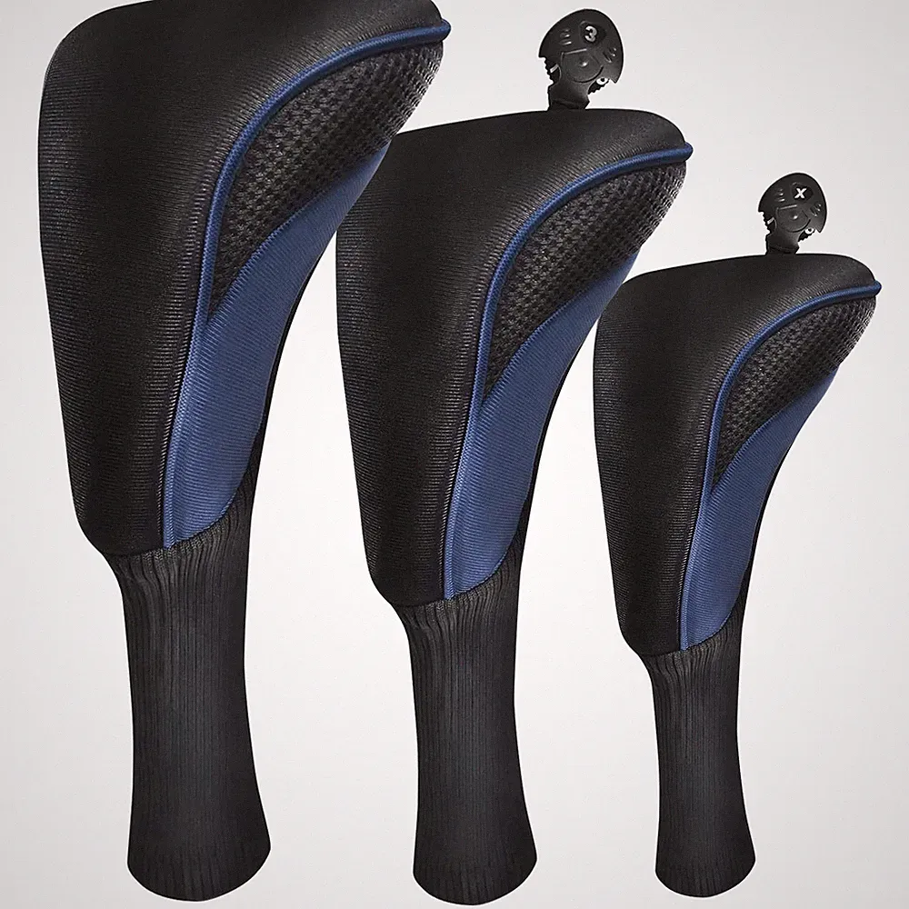 Golf Club Head Covers for Woods Driver Fairway Hybrid 3 Pack Long Headcover