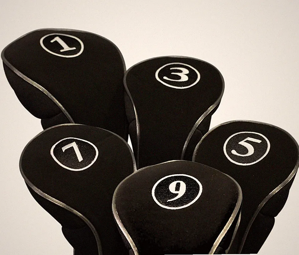 Golf Club Head Covers New Driver Black Full Headcover Fairway 1 3 5 7 9 Wood Set