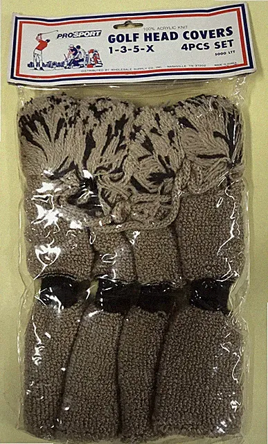 Golf Club Head Covers Pro Sport 4 Pcs 1-3-5-X 100% Acrylic Made In Korea 70s?