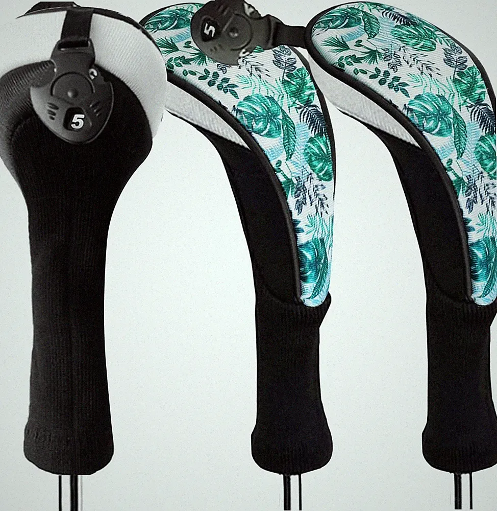 Golf Club Head Covers Woods Hybrids 3 Pack with Interchangeable Number Tag
