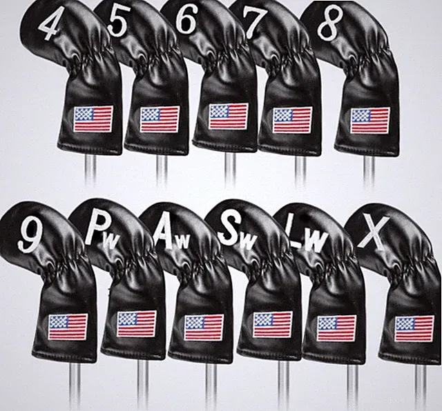 Golf Club Headcover Set 11 Pieces with Number Tags, Premium PU Leather