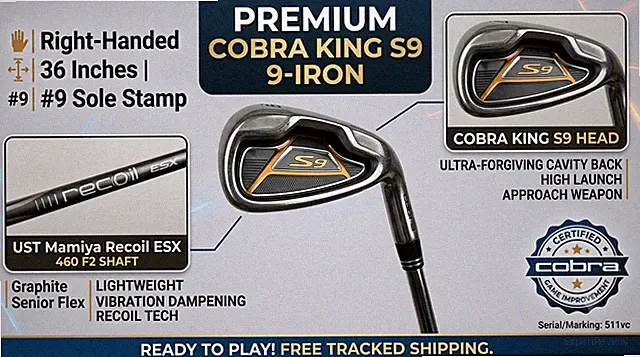 Golf Club: King Cobra S9 9-Iron Single Iron RH 36" UST Mamiya Recoil ESX 460 F2