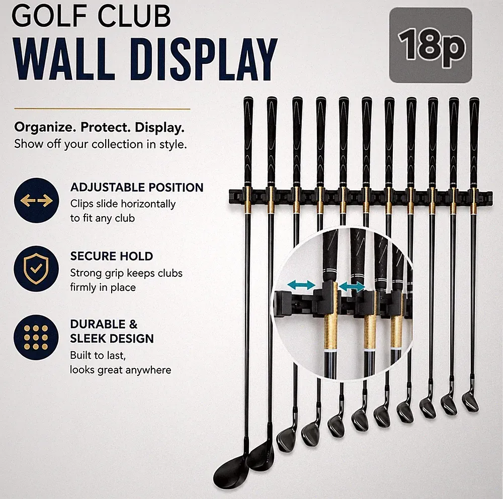 Golf club rack. 18 Golf club display. Golf club holder. With Aluminum Track