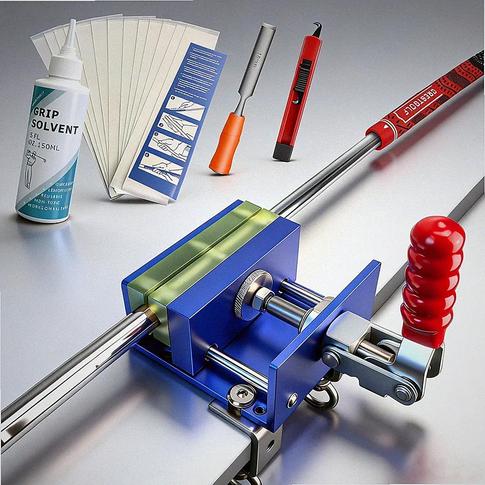 Golf Club Regripping Repair Kit - 13PCS Grip Tapes, Hook Knife, Solvent & Vise C