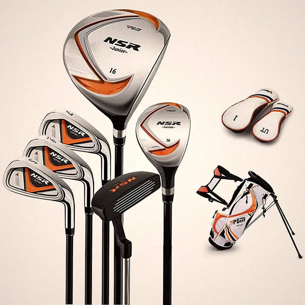 Golf Club Set 9 Pieces Junior Right Handed Driver Hybrid Putter PGM Complete