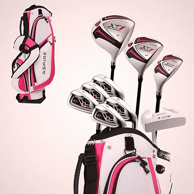 Golf Club Set Driver Fairway Hybrid Irons Putter Bag Aspire X1 Cherry Pink 6-PW