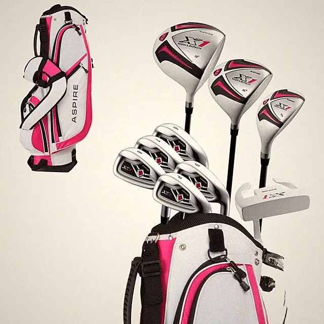Golf Club Set Driver Fairway Hybrid Irons Putter Bag Cherry Pink Petite 6-PW