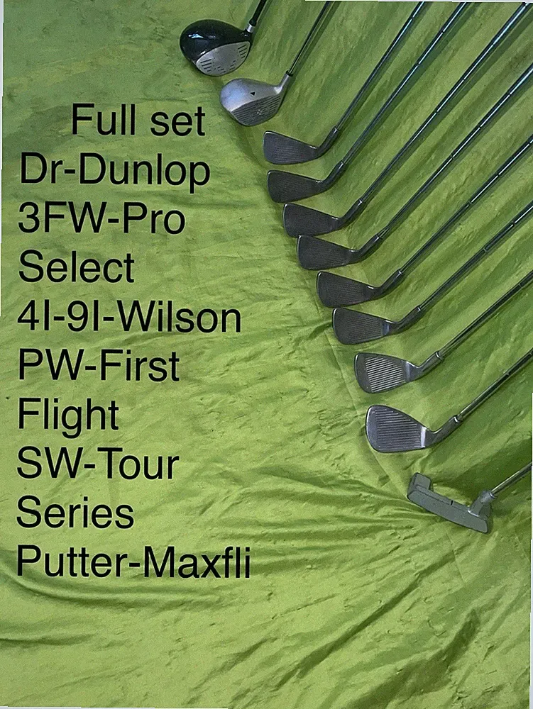 Golf Club Set RH DR 3FW 4I-9I PW SW Putter(Maxfli) Dunlop-Dr Wilson-Irons Ect