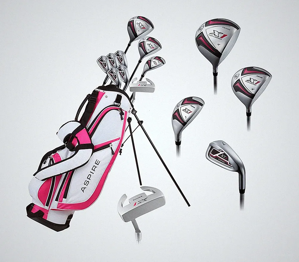 Golf Club Set Womens Right Handed Petite Pink Driver Putter Bag Aspire X1 Clubs
