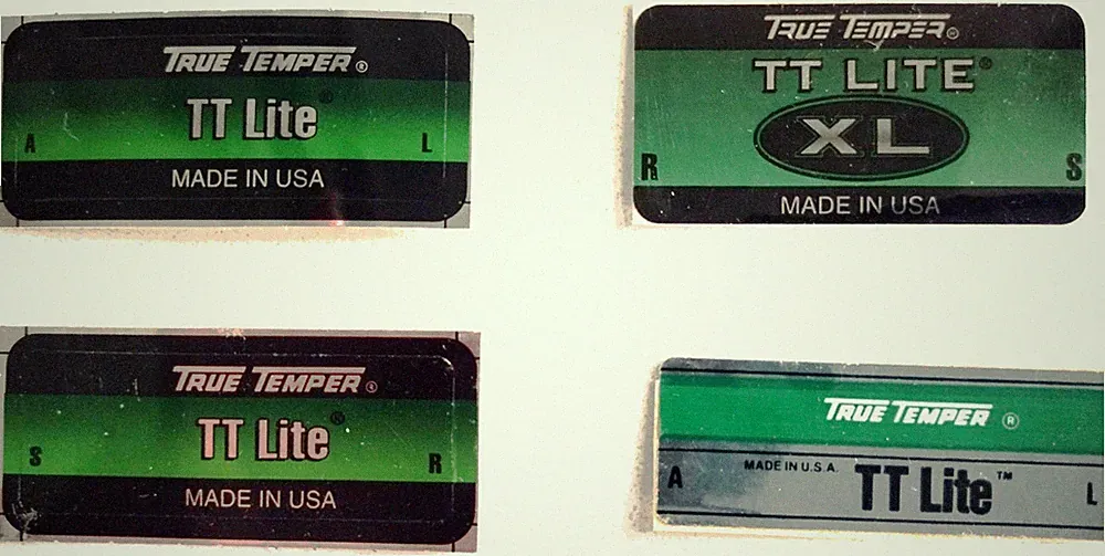 Golf Club Shaft Band Labels - True Temper, Apollo, Harrison & Kemper Set of 9