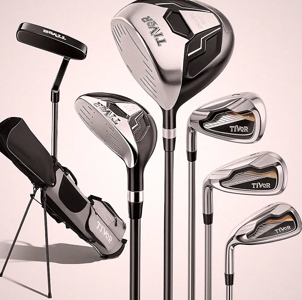 Golf Clubs Set 7-Piece Complete Set with Driver Hybrid 7 Iron 9 Iron Sand Wedge