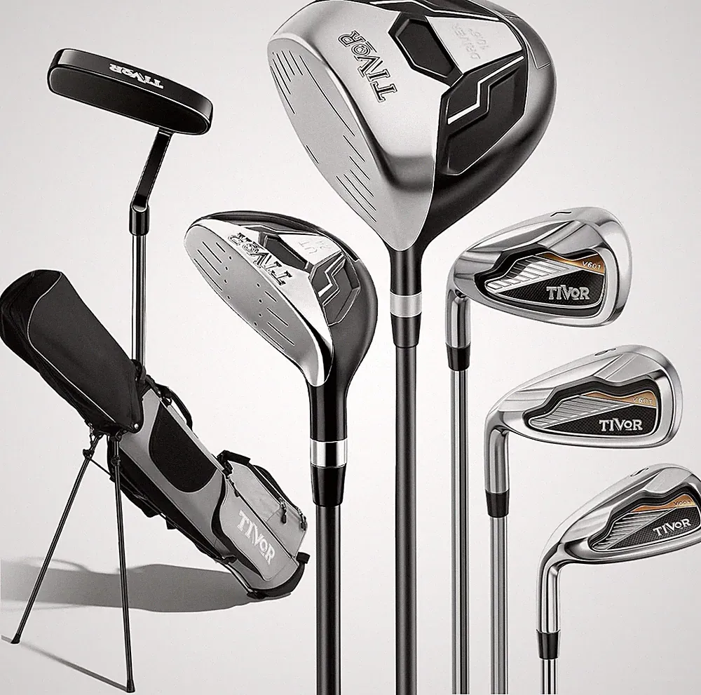 Golf Clubs Set 7-Piece Complete Set with Driver Hybrid 7 Iron 9 Iron Sand Wedge