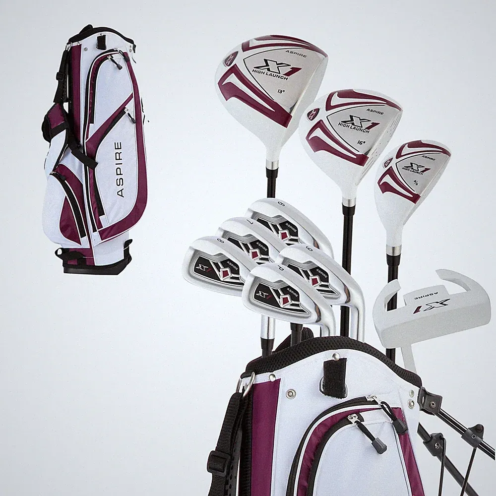 Golf Clubs Set Driver Fairway Hybrid Irons Putter Purple Petite Aspire 6-PW Full