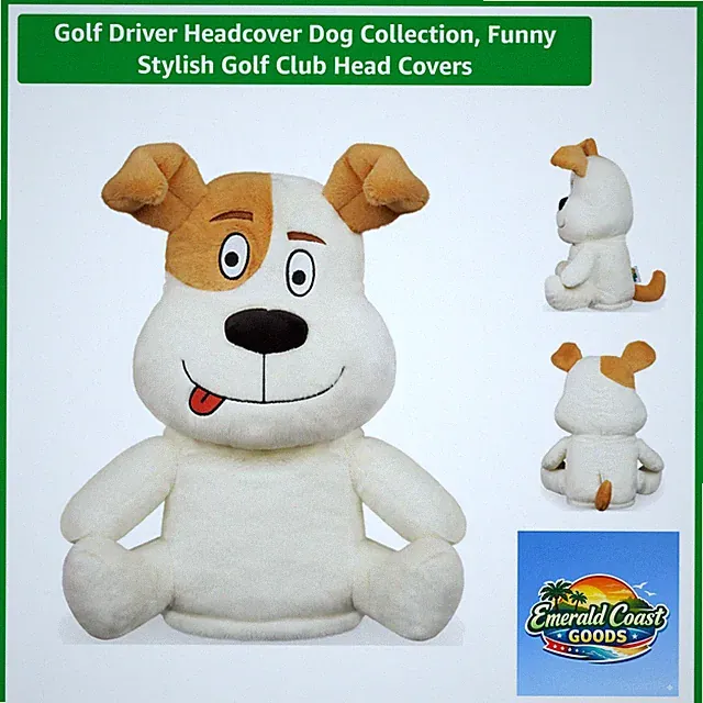 Golf Driver Headcover with Adorable Dog Design - Plush, Fun & Impact Protection