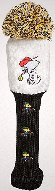 Golf Head Cover for Driver PEANUTS Snoopy & Woodstock Knit Uplark