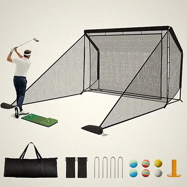 Golf Hitting Net 10x7ft/7x7ft Heavy Duty w/ Side & Back Net Portable Carry Bag