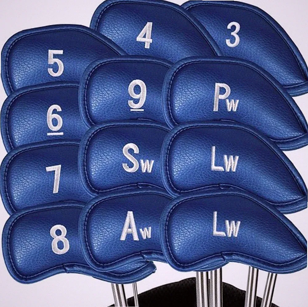 Golf Iron Head Covers 12 Pack Set, PU Deluxe Club Headcover Universal Durable